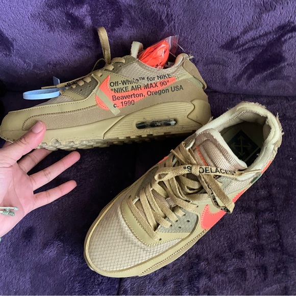 off white air max 90 desert ore orange laces
